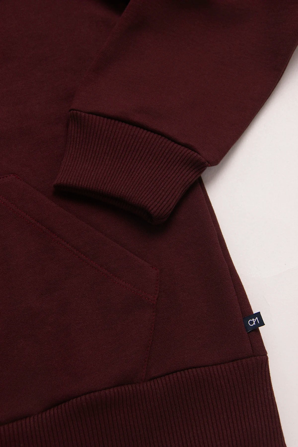 Buzo Perchado Half Zip Algodón Borgoña